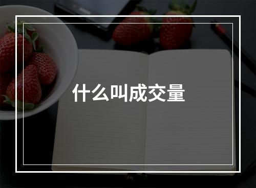 什么叫成交量