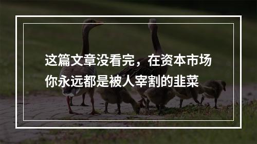这篇文章没看完，在资本市场你永远都是被人宰割的韭菜