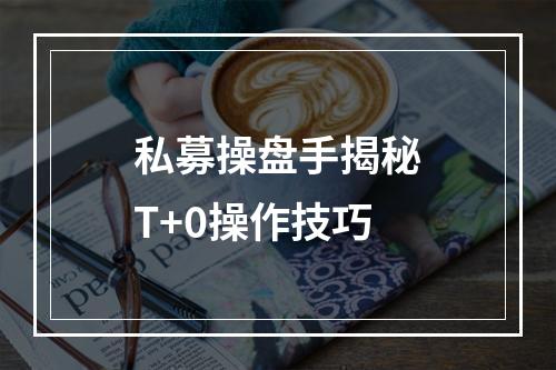 私募操盘手揭秘T+0操作技巧