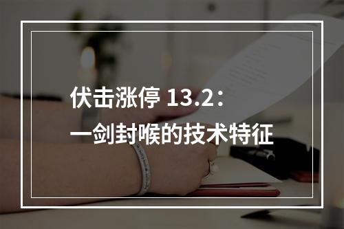 伏击涨停 13.2：一剑封喉的技术特征