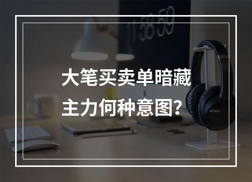 大笔买卖单暗藏主力何种意图？