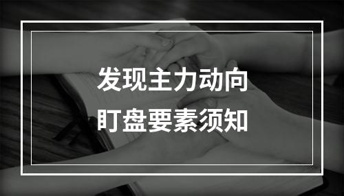发现主力动向盯盘要素须知