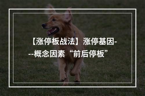 【涨停板战法】涨停基因---概念因素“前后停板”