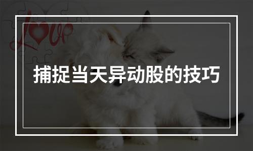 捕捉当天异动股的技巧