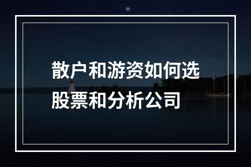 散户和游资如何选股票和分析公司