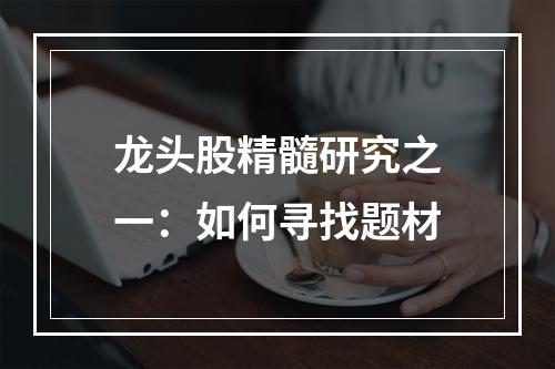 龙头股精髓研究之一：如何寻找题材