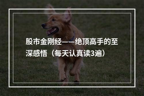股市金刚经——绝顶高手的至深感悟（每天认真读3遍）