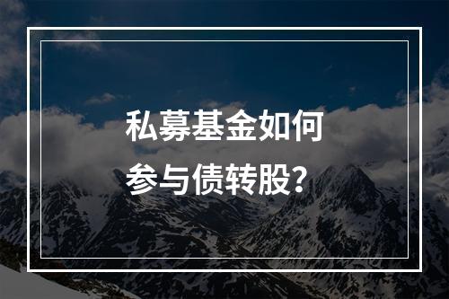 私募基金如何参与债转股？