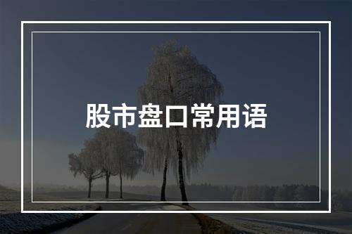 股市盘口常用语