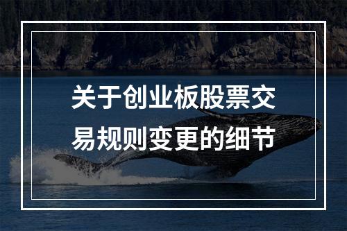 关于创业板股票交易规则变更的细节