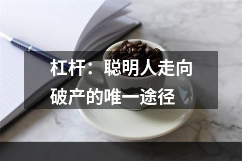 杠杆：聪明人走向破产的唯一途径
