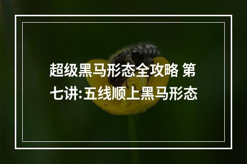 超级黑马形态全攻略 第七讲:五线顺上黑马形态